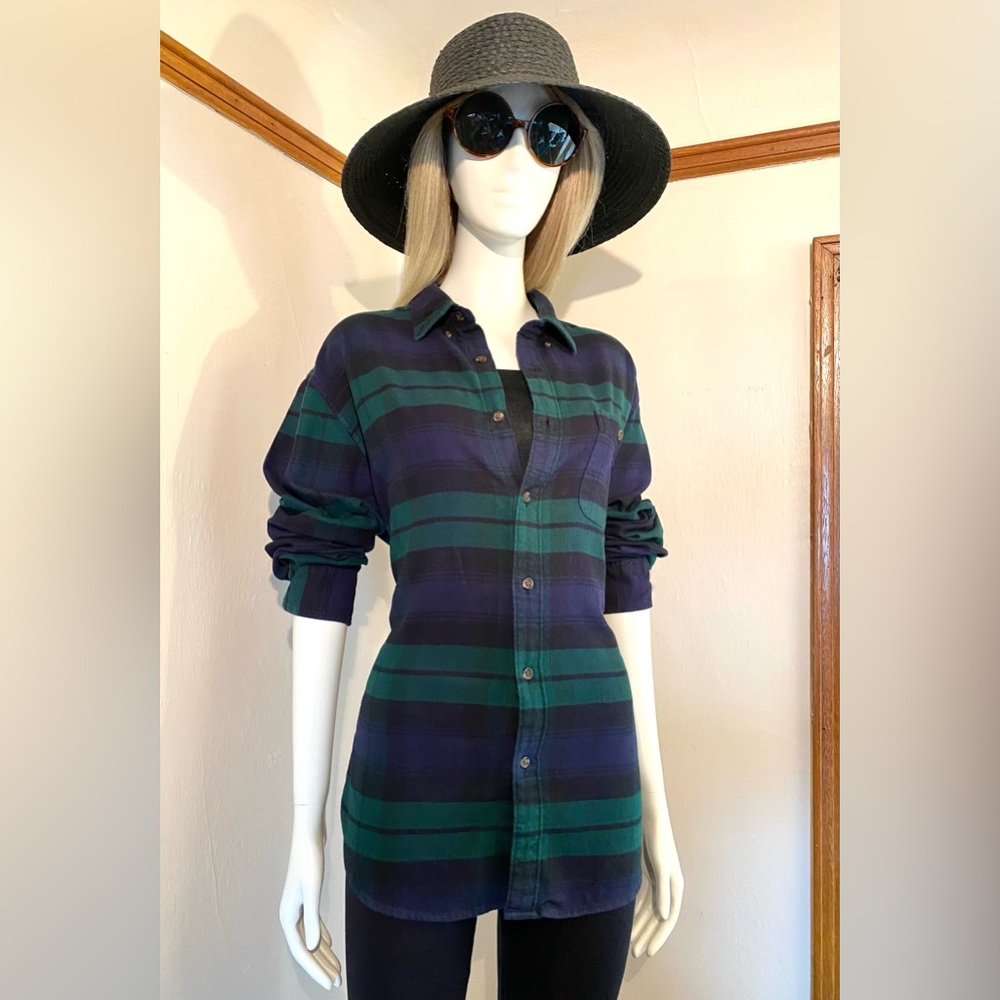 J. CREW - Green and Blue Plaid Shirt - Sz L